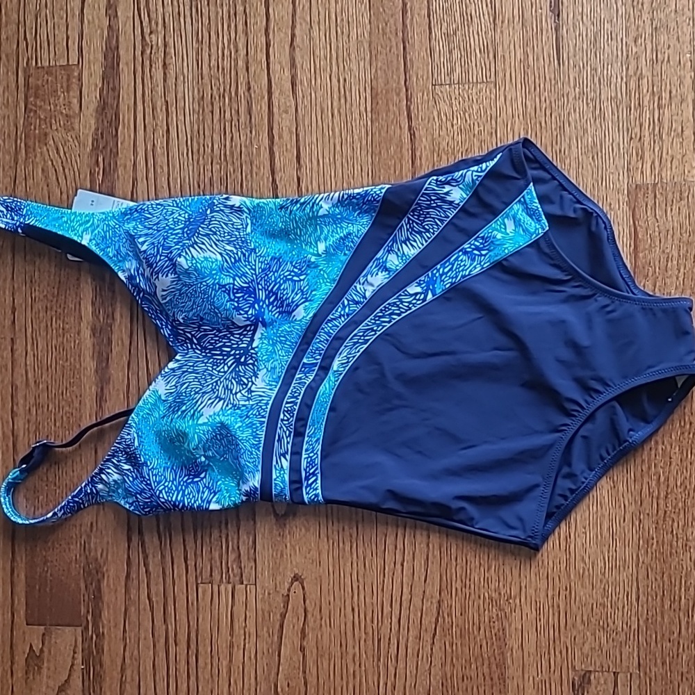 Anita Size 8 34C NEW Waist Slimming Effect Blue Tropical Print Swimsuit